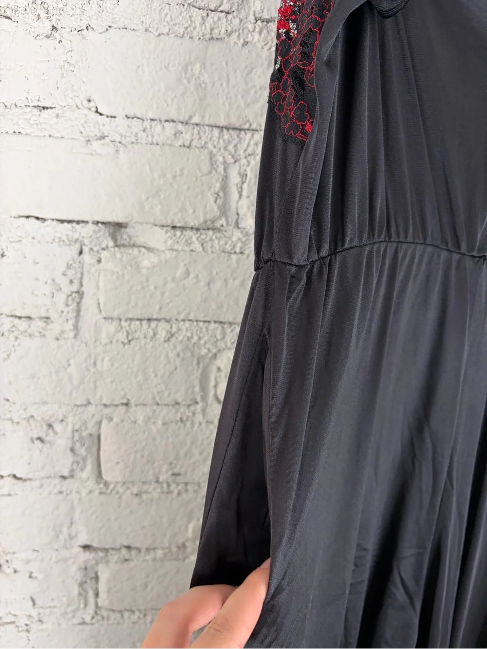 Darling Body Fashions VTG 80s Black Red Nylon Jumpsuit Lingerie XL - Picture 5 of 9